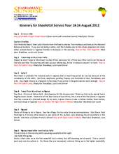 Shash Uganda Service Tour 2013 Itinerary (PDF)