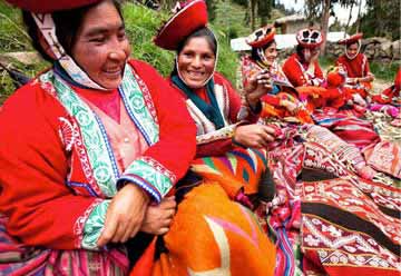 Women with Colorful Fabric