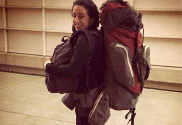 Woman with large backpack