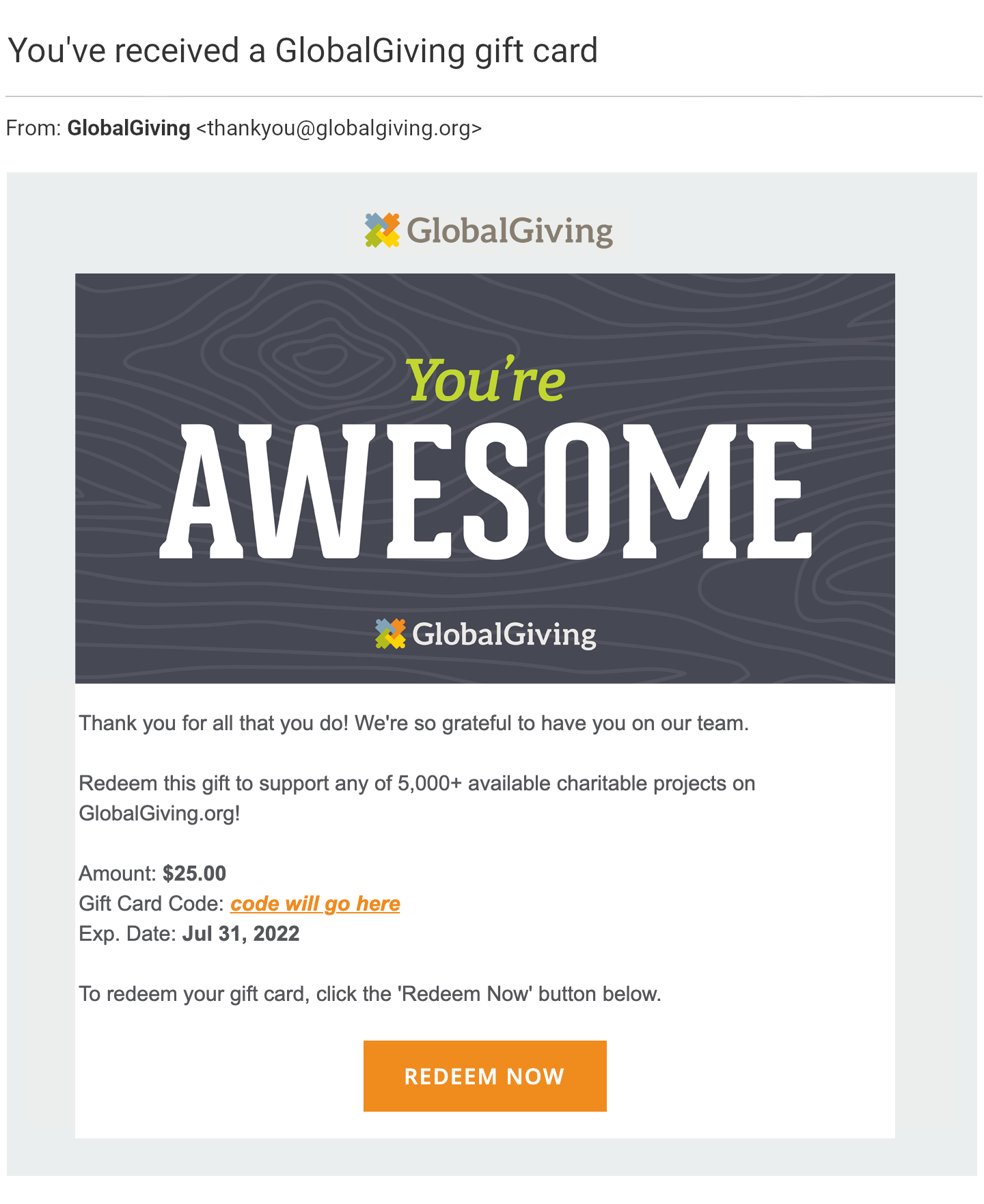 Gift Cards - Globalgiving