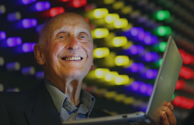 Person holding a laptop computer