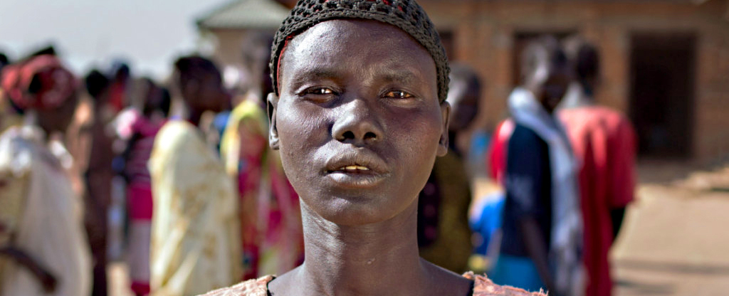 Ayak Bol, a mother of five in Northern Bahr el Ghazal, says she can no longer breast feed her 7 month old because of hunger. (Photo courtesy of Concern Worldwide US)