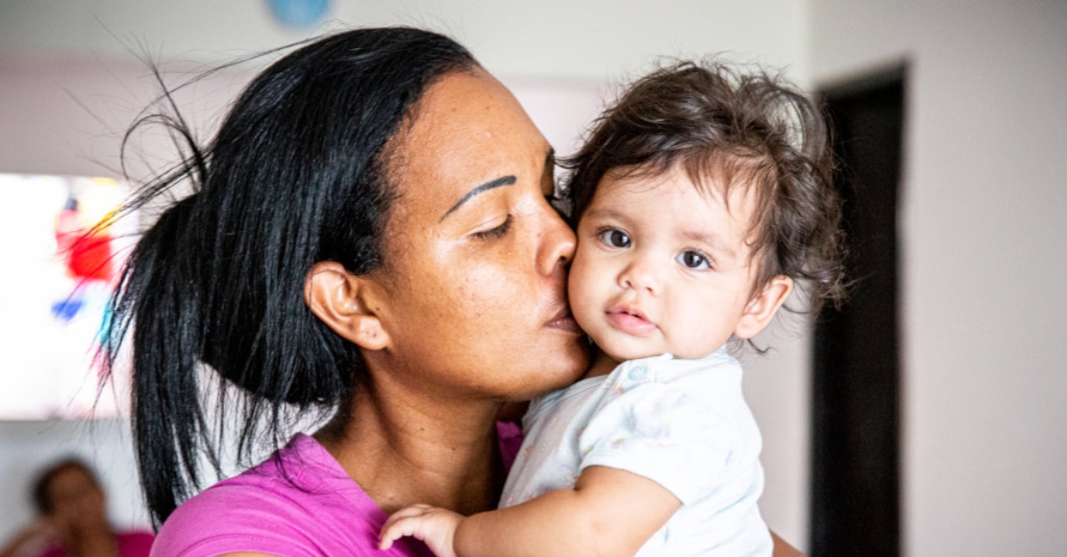 Mother holding baby