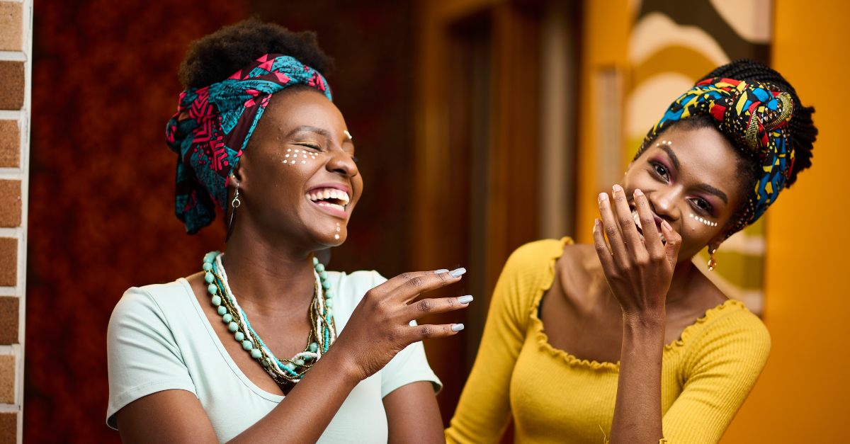 Two women laughing