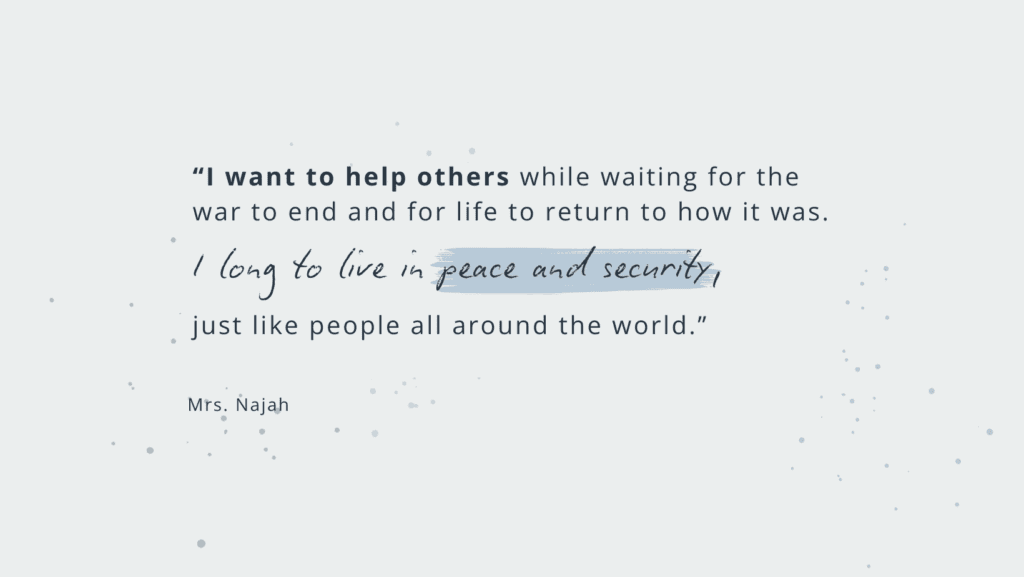 Mrs. Najah reflects on helping in Gaza while her family is at risk, too. 