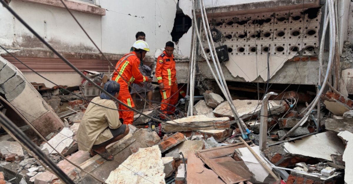 Myanmar and Thailand earthquake debris.