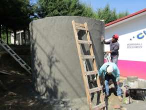 Finishing up cistern at S.J. Zitacuaro community