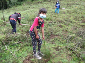 Girl from N. Romero community planting a tree