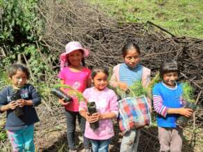 Group of girls ready to plant trees