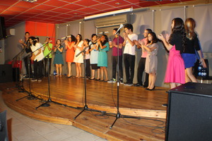 One of the interfaith choirs in action