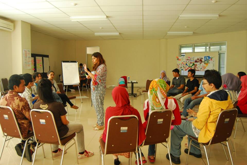 Safoora takes charge of a workshop in Indonesia