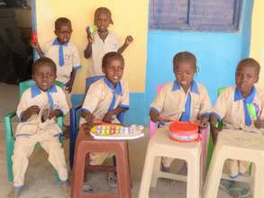 Children learn with musical toys