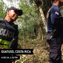 Police in cleared forest in Guatuso, Costa Rica