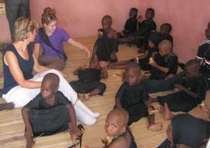 Karen Hornby and Ann Pille caring for the children