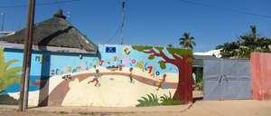 Finished mural, welcoming children to the center