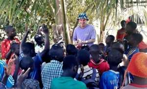 Sam, surrounded by his fans