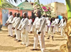 Morning karate class in Maison de la Gare's center