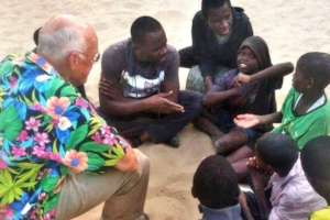 Chuck in conversation with talibe children