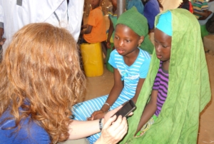 Author Sonia with students in an Mbaye Aw school