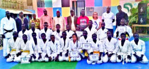 Proud participants in karate award ceremony