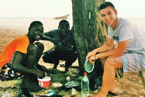 On the beach with Arouna and Abdou