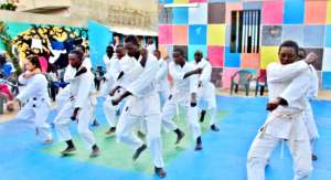 White belts demonstrate their katas