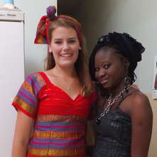 Frida with host sister Penda, ready for a wedding