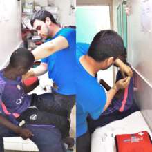Xavier treating patients in the infirmary