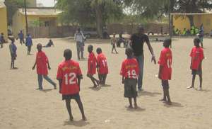 Kalidou and Abdou positioning red and blue teams