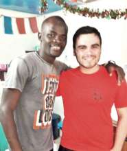 Xavier with his friend, the teacher Abdou