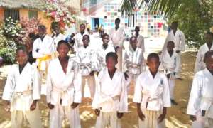 Morning karate class in Maison de la Gare's center