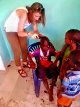 Cutting talibe children's hair in the infirmary