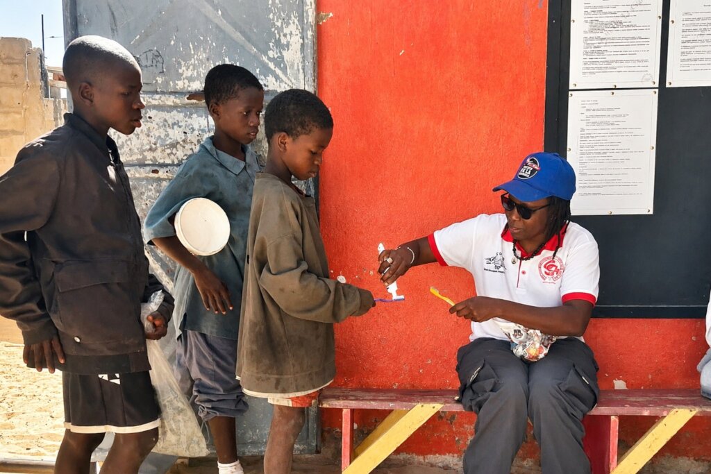 Lalla helps talibe children with tooth brushing