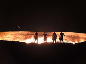 At the "Gate of Hell" in Turkmenistan