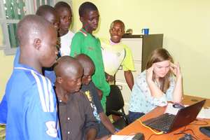 Rowan initiating Skype call with Ottawa classmates