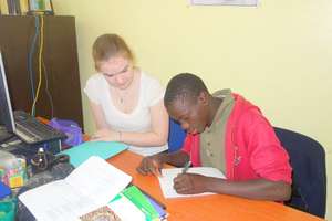 1st step - writing the message, with Mamadou Diao