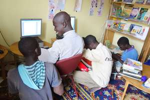 Talibe children writing and typing their messages