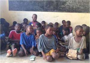 Talibe children awaiting their turn to be counted