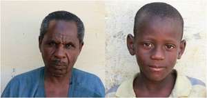 Identity photos, marabout and child, from a daara