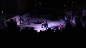 Freedom Bus performance in Aida Camp