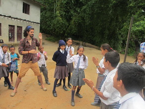 Rafael playing  with the school kids