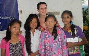 Melissa with  with girls from the orphanage