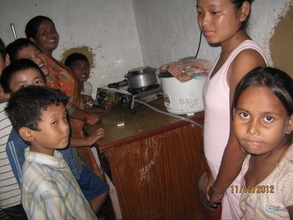 The gas stove in the kitchen