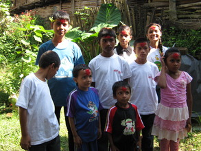 The kids  happy  enjoying   the festival