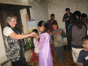 Michael's mother dancing with the kids