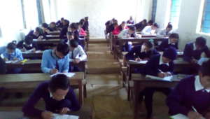 The kids taking their halfyearly exam