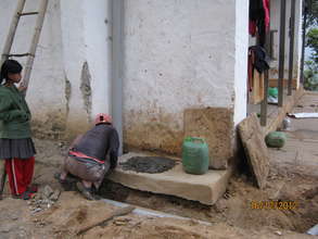 Toilet of the orphanage is under construction.
