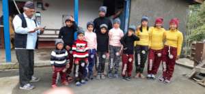 Deaf and mute kids  with their  head teacher.