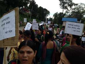demonstrating and raising voice .....