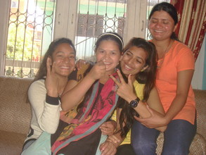 Girls having fun in shelter